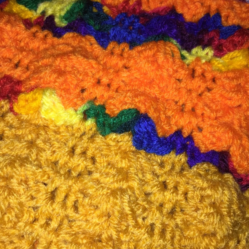 Multi-color Handmade Crochet Afghan Blanket - Picture 6 of 6